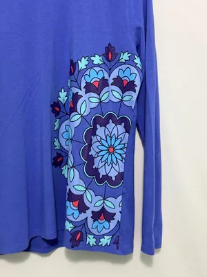 Coolibar women's long-sleeve sun protection shirt size Large blue thumbnail 10