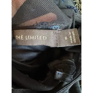 The Limited Cocktail Dress‎ Womens 6 Black Blue Sequin Damask Mesh Illusion Neck thumbnail 7