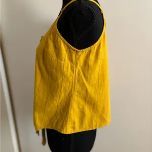 Dizzier Yellow with Black Stripes Thin Adjustable Straps Crop Top Size M Size M thumbnail 7