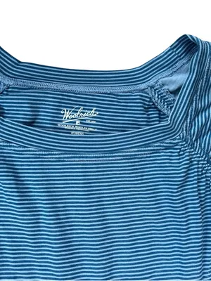 Woolrich Blue and White Thin-Striped Short Sleeve Tee thumbnail 3