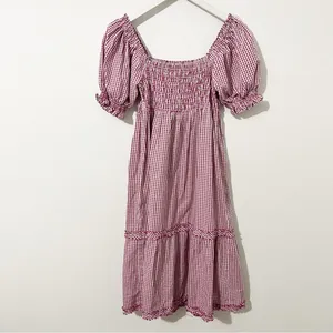 Tyler Boe Smocked Midi Dress Pink Plaid Size Small S thumbnail 4