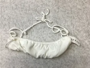 PacSun Eco White Terry‎ Cloth Ruched Bikini Top Size S Small Strappy Swimwear thumbnail 1