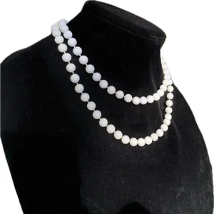 Tahari Beaded Necklace set in White and Tan/peach 36” freestyle thumbnail 3