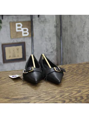 NWT A New Day Womens Valentina Pointed Toe Buckle Ballet Flats 94462477 Black 6M thumbnail 4