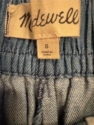Madewell Huston Chambray Pull-On Cropped Wide-Leg Linen-Blend Pants - Size Small thumbnail 4