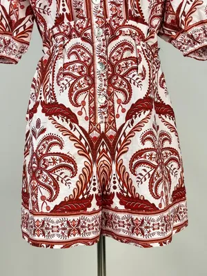 NWOT Farm Rio Tropical Cameo Belted Romper Size S 100% Cotton Puff Sleeves thumbnail 4