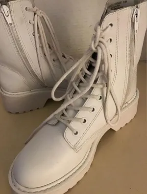 Steve Madden women white leather combat Tornado boots size 6.5 thumbnail 8