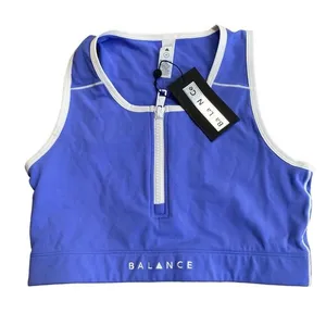 Balance Athletica‎ Vitality Women’s M Isotope Zip Front Crop Top Sports Bra Blue thumbnail 4
