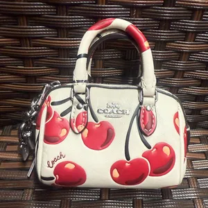 coach Mini Rowan Bag Charm With Cherry Print cz082 thumbnail 1