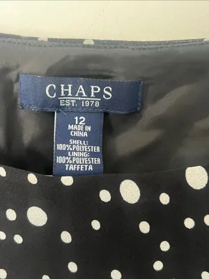 Chaps sleeveless midi dress black white polka dots gore hem size 12 ^ thumbnail 4
