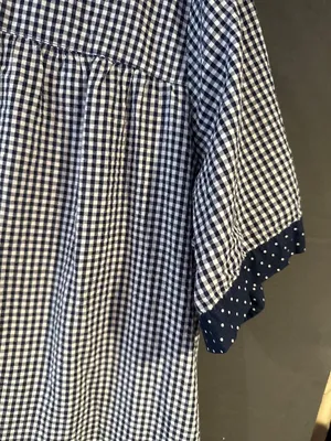 Croft & Barrow 2X Gingham Zip House Dress Robe Navy White Grannycore Comfy thumbnail 3