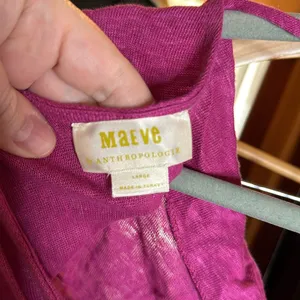 Anthropologie Maeve Fuchsia Linen Back Twist Tie Top Size Large thumbnail 9