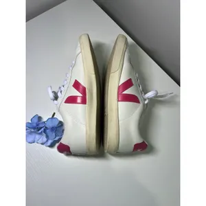 Veja Esplar White Leather Pink Logo Low‎ Top Sneakers Womens Size 9 EUR 40 thumbnail 4