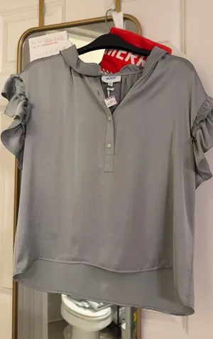 NWT  Grey Blouse thumbnail 1