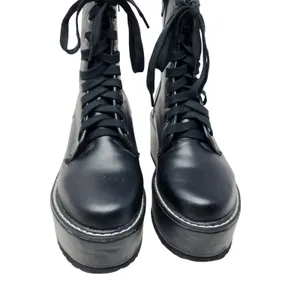 Liliana Shoes Black Leather Zip Archer 1 Chunky Platform Combat Boots Size 7.5 thumbnail 5