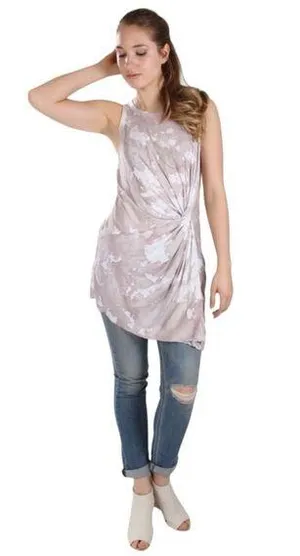 Anthropologie Tina + Jo Sleeveless Bleach Dye Twist Tunic Mini Dress thumbnail 1