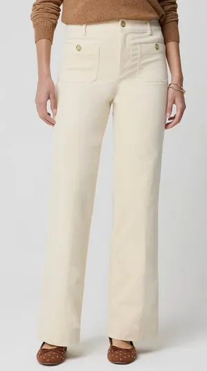 J.Crew Lizzie Pant Size 30 Beige Wide Leg Utility Pants Cotton Stretch thumbnail 1