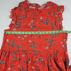 Ces Femme Women's Red Floral Cotton Ruffle Sleeveless Mini‎ Dress Size Medium thumbnail 8