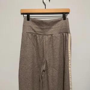 Ribbed High Waisted Tummy Control Drawstring Wide Leg Color Block Fleece Trouser thumbnail 5