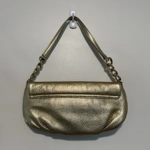 Michael Kors Gold Pebbled Leather Large‎ Logo Chain Shoulder Bag thumbnail 4