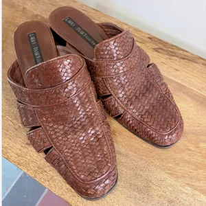 Larry Stuart Brown Woven Leather Huarache Mule Slides 9.5 M Handcrafted Brazil thumbnail 1