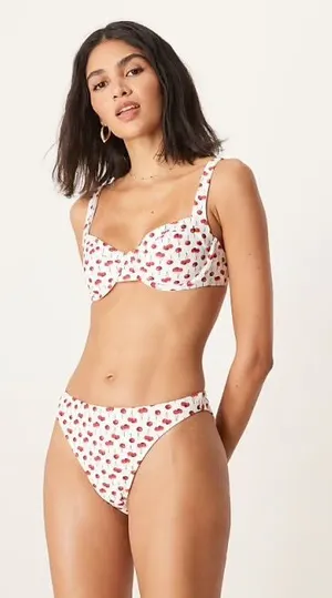 Abercrombie & Fitch curve love ruched underwire top and mid rise bikini bottoms thumbnail 1
