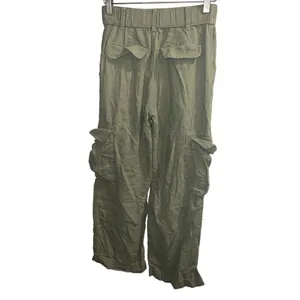 ✨Abercrombie & Fitch Linen-Blend Tailored Ultra Wide-Leg Cargo Sz S Green Pants✨ thumbnail 9