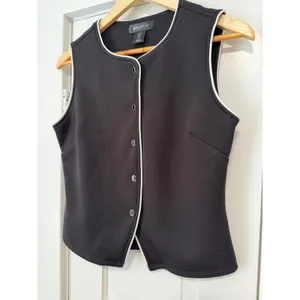 Bailey 44 Black White Contrast Piping Button Front Sleeveless Vest Top Small thumbnail 3