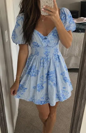 Hollister Blue Floral Dress Mini thumbnail 1