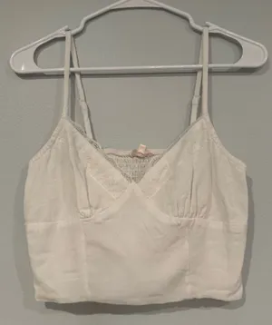 White Lace Bralette Crop Cami Top Size M thumbnail 1