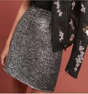 Hutch Tinsel Anthropologie Skirt Black Silver thumbnail 1