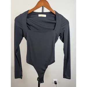 Qinsen Black Long Sleeve Square Neck Bodysuit XS thumbnail 5