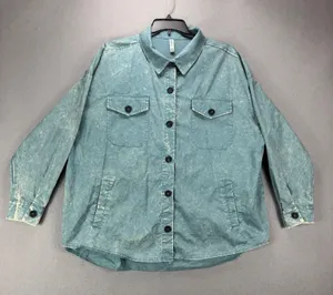 Zenana Outfitters Shacket Women's 3X Plus Blue Stronewashed w/ Pockets Shirt thumbnail 1