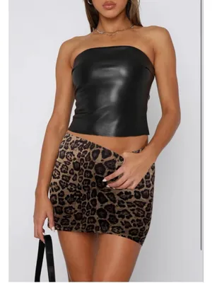 NEW Leopard Suede Skirt Mid-Rise Waist Cowgirl Stretch Bodycon Mini S thumbnail 5