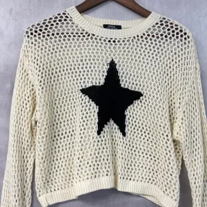 Social Collision Womens Star Mesh Crochet Sweater Size M‎ Edgy Indie Goth Grunge thumbnail 3