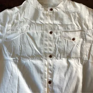 Utility Band Collar‎ Jacket Women One Size Cream New Minimalist Button Up Shirt thumbnail 3
