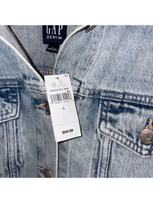 GAP Denim NWT $70 Light Wash Woman’s L Blue Jean Jacket Large Denim Coat thumbnail 4