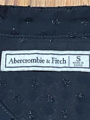 Abercrombie & Fitch Black Clip Dot Sheer Button Down Blouse Top Small thumbnail 4