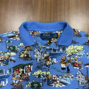 Polo Ralph Lauren Polo Bear Paris All-Over Print Mesh Polo Shirt - Men's Size M thumbnail 2