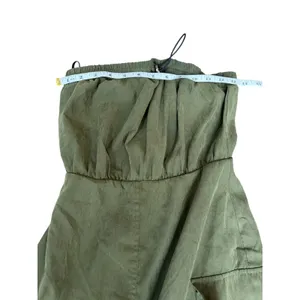 Forever 21 Olive Green Military Bandeau Midi Zip up women's dress, Size S thumbnail 9