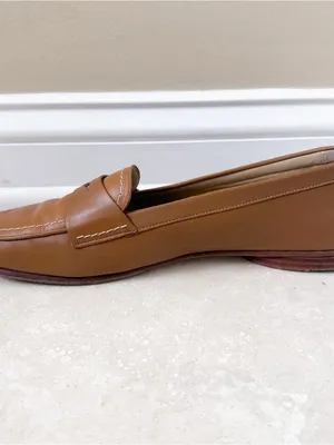 Coach Shari Nappa Camel Natural Tan Vacchetta Leather Slip On Penny Loafer 7.5 B thumbnail 3