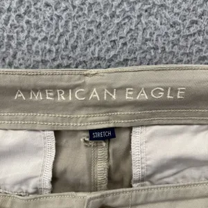 American Eagle Wide Leg Trouser Pants Khaki Stretch Retro Boho Women's 12 x 27 thumbnail 4
