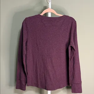 U.S. Polo Assn Burgundy Waffle Knit Thermal Henley Top Size‎ L 90’s thumbnail 7