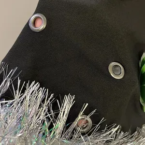 Btween Us Black Fit and Flare Ugly Christmas Skirt w/ Bows & Tinsel Garland- Med thumbnail 7