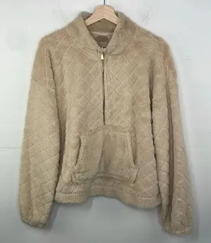 No Boundaries Faux Fur Pullover Sweatshirt Long Sleeve 1/2 zipper XXL thumbnail 1