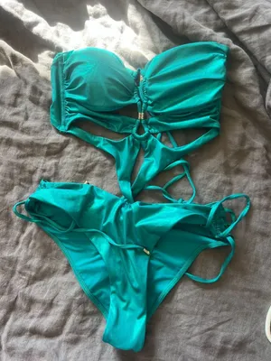 NWOT Honey Birdette Ziva Teal Metallic Swimsuit MED monokini thumbnail 2