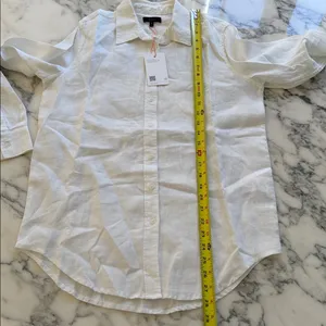 NWT QUINCE women's 100% european linen long sleeve white shirt Sz S thumbnail 7