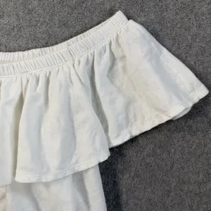 WE THE FREE Free People Women's Small Off Shoulder Ruffle Button Front Top Ivory thumbnail 2