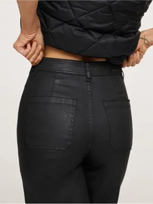 Mango Coated Jeans Culotte High Waist Catherine Ankle Black Wide Leg Size 10 NWT thumbnail 3
