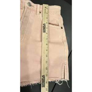 Zara Womens Size 4 Pink Mid‎ Rise Button Fly Denim Jean Shorts Boho Festival thumbnail 5